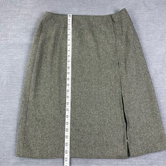 C’EST CITY Olive Green Tweed Silk Wool Blend Pencil Skirt Women’s Size 10 - Picture 6 of 8